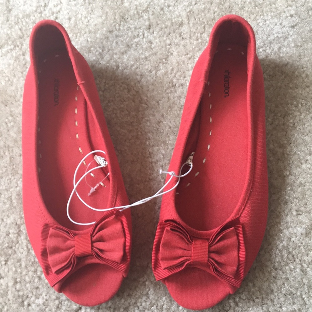 Never worn Double bow peep toe flats size 7.5